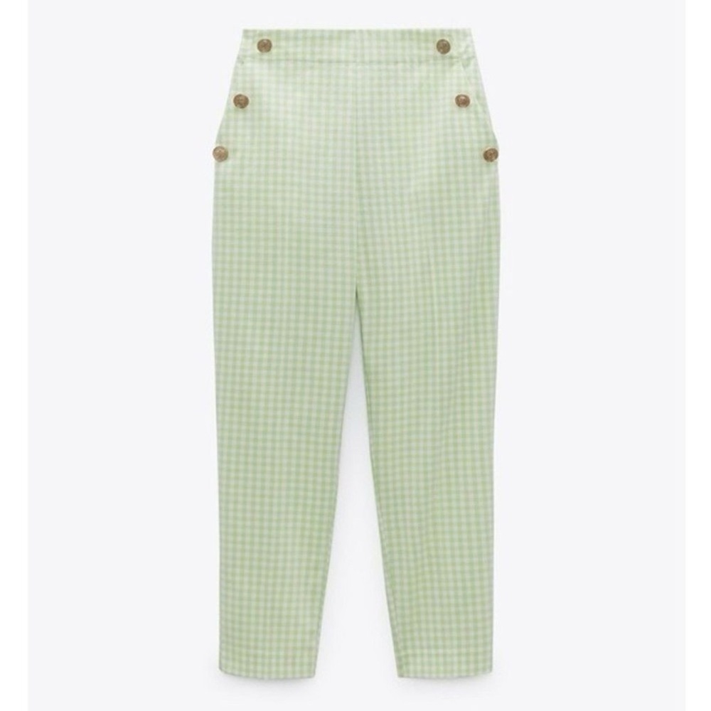 ZARA Green Checkered Women's Pants